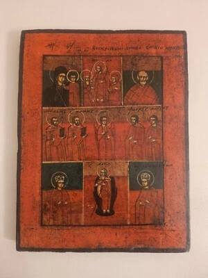 Antik Alte Original Bäuerliche Familien-Ikone, Rußland, 18. Jahrhundert - Bild 1 von 4