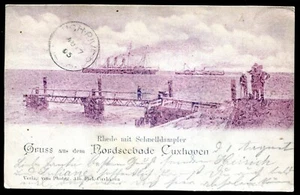 GERMANY Gruss aus Cuxhaven Postcard 1905 North Sea Steamer - Picture 1 of 2