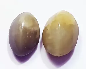 Pietra Preziosa Sciolta 100% Naturale Occhio di Gatto 22,55 Ct 2 Pezzi Forma Ovale Certificata - Foto 1 di 6