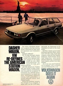 vtg 70s VOLKSWAGEN DASHER STATION WAGON MAGAZINE PRINT AD Car VW Pinup Page - Picture 1 of 1