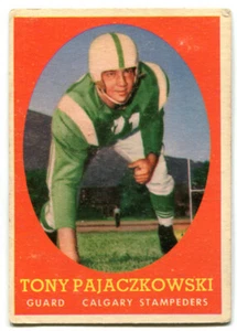 1958 Topps CFL Tony Pajaczkowski Card #25 Calgary Stampeders Verdun Juniors - Picture 1 of 2