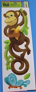 Abnehmbare Jumbo Wandaufkleber Dschungel Safari schwingender Affe Banane Schmetterlinge - Bild 1 von 2
