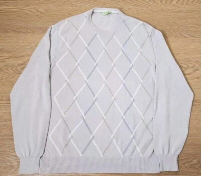 Vintage Dalmine Uomo Sweater Mens Sizr 54 XL 90s Geometric Polo Italy Argyle  Foto 1 de 4