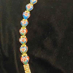 BEAUTIFUL CHAMPLEVE CLOISONNE ASIAN LINKED BRACELET - Picture 1 of 8