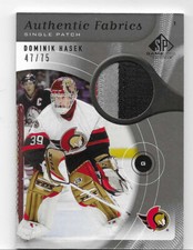 2005-06 SP Game Used Authentic Fabrics Dominik Hasek 3 Color Patch #AP-HA 47/75