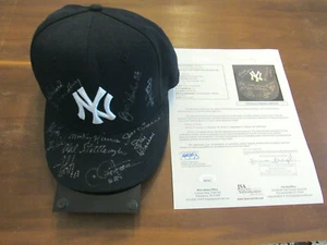 TORRE STOTTLEMYRE LARSEN BOYER YANKEES SIGNED 15X AUTO NEW ERA 5950 CAP HAT JSA  - Picture 1 of 7