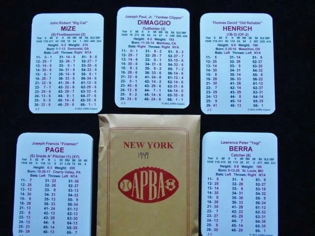 1949   APBA   NEW YORK YANKEES  Baseball Team Set : 25 players cards (2012) - Image 1 of 1
