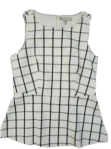 Banana Republic Gr. 4 Schößchen elfenbein schwarz Fensterscheibe Karo ärmellos Reißverschluss hinten Top - Bild 1 von 10