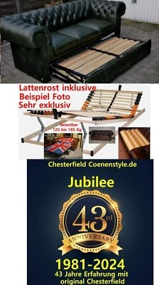 Chesterfield Devon  3 Sitz  Schlaf Sofa Echtleder Lattenrost +Matratze - Bild 1 von 4