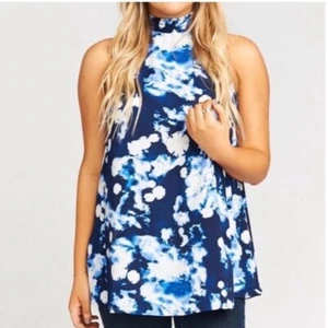 Size Small Show Me Your Mumu Shibori Tie Dye Tunic in Blue Halter Top - Picture 1 of 8