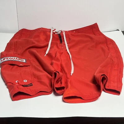 Maui Rippers Lifeguard Red Board Shorts Swim Trunks Surfing Men's 36"  Baywatch - Image 1 of 4