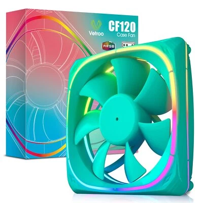 Vetroo Green 120mm Case Fan 5V 3 PIN Addressable RGB MB Sync PC Cooling Fan - Image 1 of 4