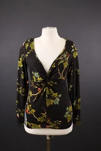 Roberto Cavalli Multicolor Floral Mesh Long Sleeve Top Blouse Shirt Size L - Picture 1 of 11