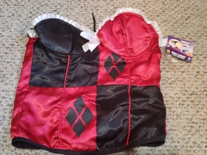 DC COMICS HARLEY QUINN RUBIES ADULT COSTUME SATINY BUSTIER CORSET NWT SZ MED/LG - Picture 1 of 4