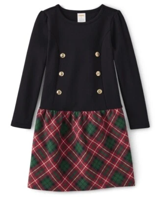 Gymboree A Royal Christmas Dress Girl's Holiday Red Plaid Ponte Button Size 5 5T - Image 1 of 4