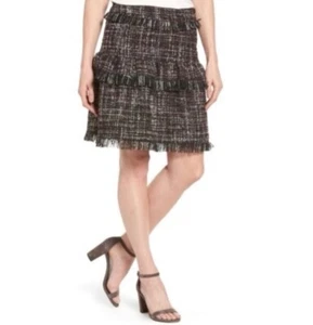 Falda de trabajo halógena de tweed en capas para mujer talla 12 Dark Academia Preppy - Imagen 1 de 7