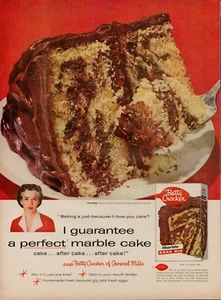 1956 Baking Cake Betty Crocker 50s Vintage Print Ad Marble Mix Chocolate General - Picture 1 of 9