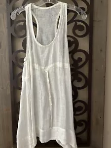 Camiseta sin mangas Eileen Fisher usada en excelente estado con corbata delantera marfil 100 % lino S - Imagen 1 de 5