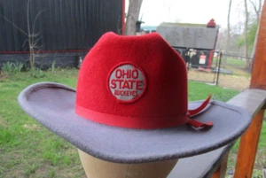 Vintage Ohio State  Buckeyes Conforma Brim Hat Flat Red & Gray Wool Cowboy hat - Picture 1 of 8