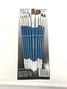 Juego de 10 pinceles naturales para cabello de pony tamaño mixto redondo y plano - Imagen 1 de 5