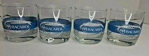 4er SET BACARDI RUM FUSSBALL LOGO BLAUE STREIFEN COCKTAILGLÄSER SCHÖN!!! - Bild 1 von 6