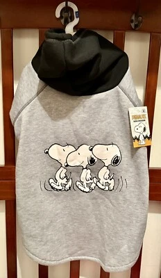 NUEVO Peanuts Snoopy XL Gris y Negro Perro Sudadera con Capucha Ropa Talla Extra Grande Foto 1 de 4