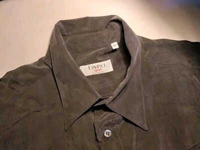Men's Davinci Sport Black Cupro Short Sleeve Casual Dress Shirt XL VTG RARE NWOT - Image 1 of 3
