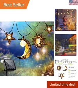 Charming 13Ft Solar String Lights - LED Outdoor Fairy Lights with Stars & Moons - Picture 1 of 9
