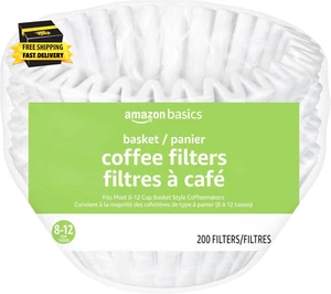 Basket Coffee Filters for 8-12 Cup Coffee Makers, White, 200 Count ⭐️⭐️⭐️⭐️⭐️ - Picture 1 of 7