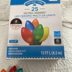 Holiday Time 25 Ultra Bright LED Ceramic Multi C9 Lights TESTED - Picture 1 of 4