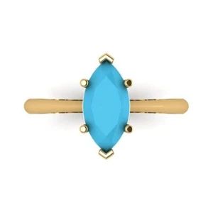 Ring 1,50 ct Marquise-Schliff Türkis Stein Hochzeit Braut Versprechen 14 Karat Gelbgold - Bild 1 von 11
