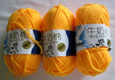 Super Soft Milk Cotton Yarn ~ #30 Orange ~1.75 oz. / 50 grams Each ~  Lot of 3 - Image 1 of 4