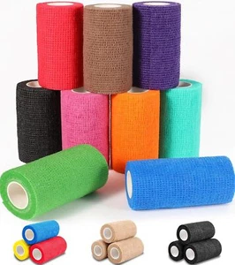 9 Pack Self Adhesive Bandage Wrap 4 Inch Wide 5 Yards Long Colorful Bandage Wrap - Picture 1 of 7