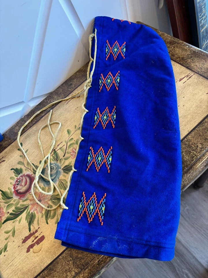 Native Newborn Wrapping Cloth Decorated With Beads Blue  - Image 1 of 4