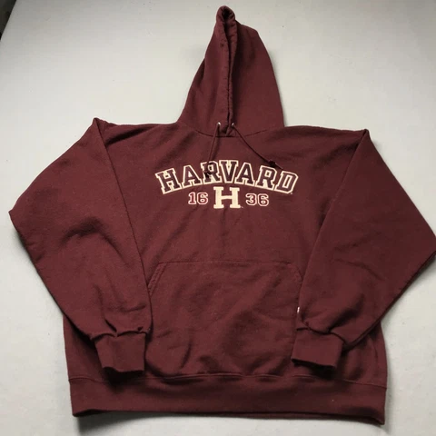 Harvard Crimson Hoodie Mens Large Red Sweatshirt Champion Pullover NCAA Logo Cover