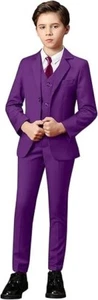 Flower Boy‘s Suits Slim Fit Formal Wedding Tuxedo Blazer Pants Vests Three Pcs - Picture 1 of 27