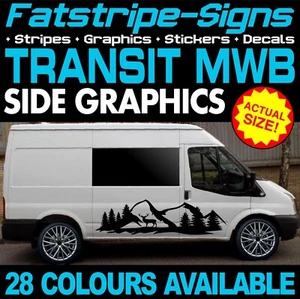 para adaptarse a Ford Transit MWB GRÁFICOS PEGATINAS RAYAS CALCOMANÍAS MK6 MK7 FURGONETA CÁMPER - Imagen 1 de 2