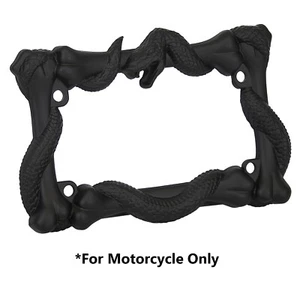 3D SNAKE VIPER BONES BLACK METAL MOTORCYCLE LICENSE PLATE FRAME FOR BMW ZERO - Picture 1 of 4