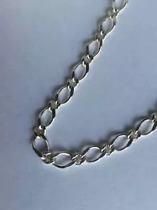Sterling Silver Chain, Diamond Cut 925 Sterling Chain, 1 long link & 1 short lin - Picture 1 of 3