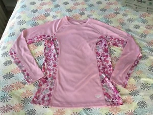 Speedo Women's Long Sleeve Pink Floral Print Stretch Swim Bike T-Shirt Size S - Picture 1 of 7