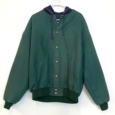 Abrigo de trabajo usado vintage Swingster XLT chaqueta con capucha verde/azul para hombre Foto 1 de 3