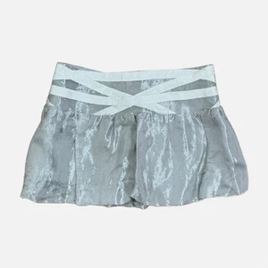 NEW VTG Bebe Micro Mini Skirt Womens L Silver Silk Fairy Coquette Dainty Y2K Ice - Picture 1 of 16