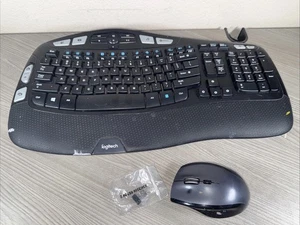 Logitech K350 Comfort Wave Ergonomic Wireless Keyboard With USB Dongle and mouse - Picture 1 of 10