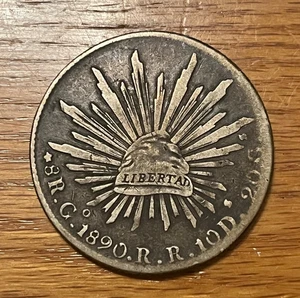 Mexiko, 1890 Go, Cap & Rays 8 Reales, ss / vz rar - Bild 1 von 8