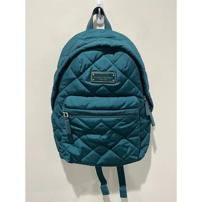 Marc Jacobs Quilted Nylon Backpack Purse Teal Green Womens Bag Travel School - Image 1 of 4
