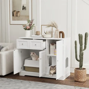 Lettiera per gatti recinto elegante mobile contenitore nascosto soluzione toilette per animali domestici - Foto 1 di 7