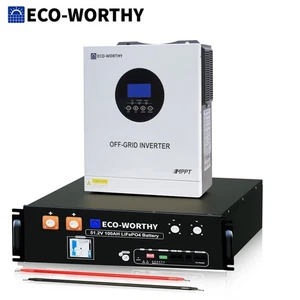 ECO-WORTHY 48V 100Ah LiFePO4 Battery+5kW 48V Inverter Charger Off-Grid For Home - Picture 1 of 10