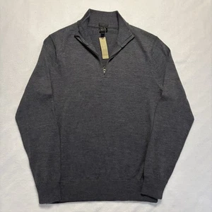 J. Crew Pullover Herren M Dunkelgrau 100% Merinowolle 1/4 Zip Langarm Slim Neu - Bild 1 von 7