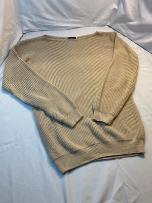 Boohoo Womens Tan Sweater, Wide Neck with Ribbed Texture, Size 20/22 - Image 1 of 4