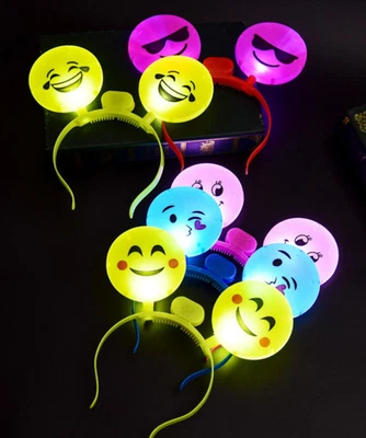 Party Supplies Plastic Led Flashing Emoticon Headbands Light up Expression